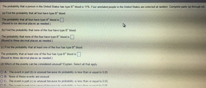 Solved The Probability That A Person In The United States | Chegg.com