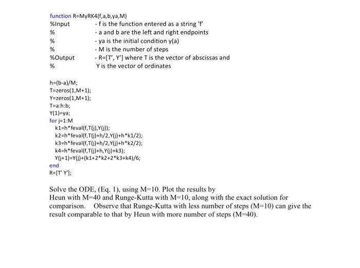 Solved solve by using runge kutta method on matlab attached chegg