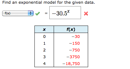 Solved Find an exponential model for the given data = -30.5x | Chegg.com