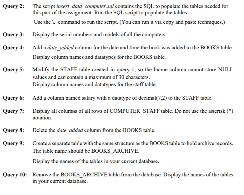 sql assignments sql assignment library system use... Solved Objectives The purpose of the assignment is to | Chegg.com