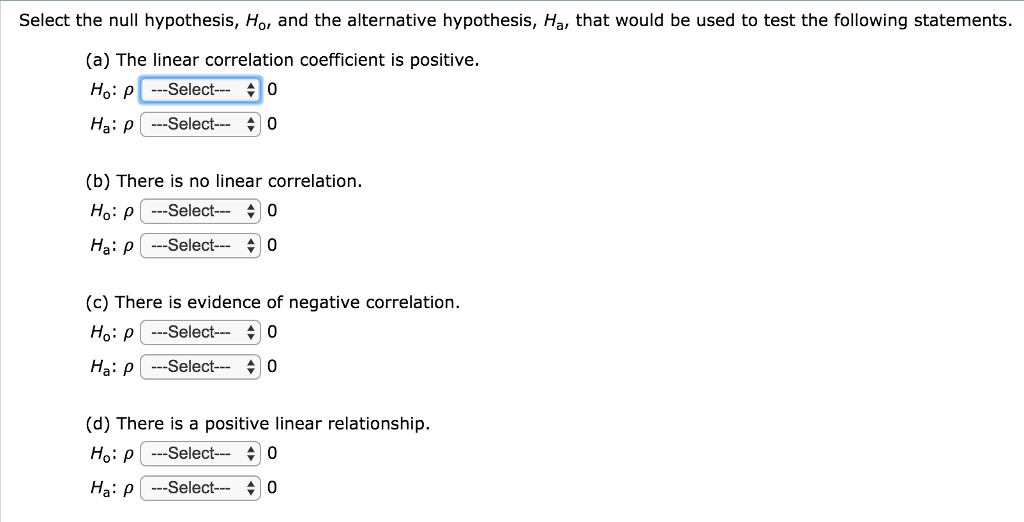 null hypothesis ho and ha