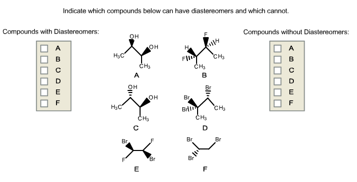 Solved Indicate which compounds below can have diastereomers | Chegg.com