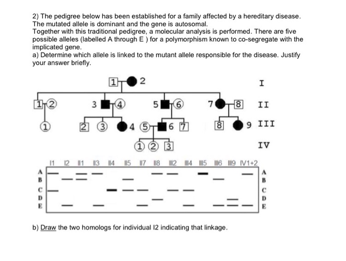 Solved The pedigree below has been established for a family