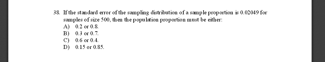 If The Standard Error Of The Sampling Distribution Of Chegg