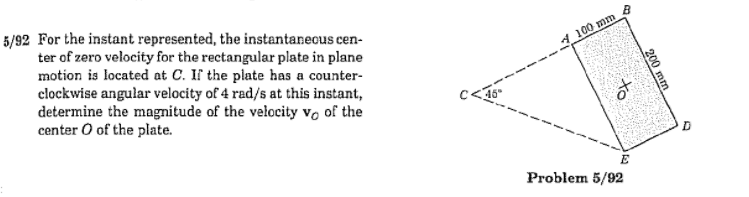 Solved For the instant represented, the instantaneous center | Chegg.com