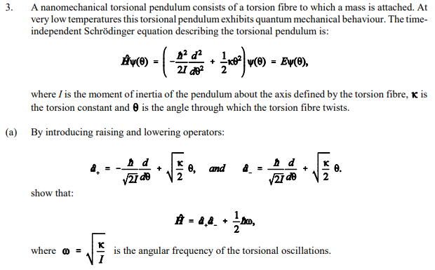 Solved A nanomechanical torsional pendulum consists of a | Chegg.com