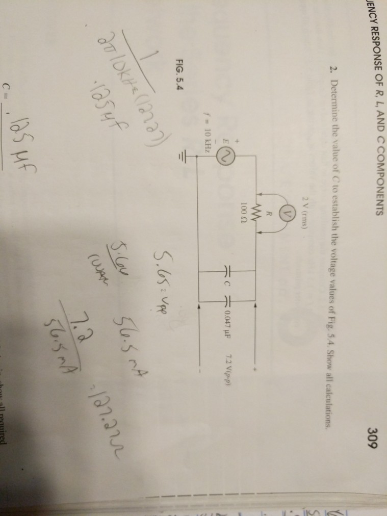 Solved Determine the value of C to establish the voltage