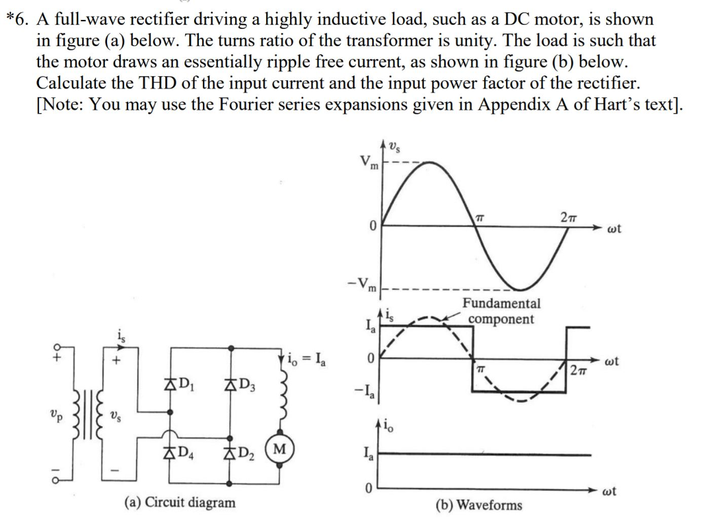 Solved *6. A fullwave rectifier driving a highly inductive