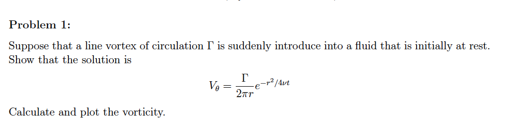 Solved Problem 1: Suppose that a line vortex of circulation | Chegg.com