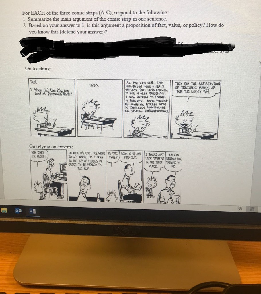 Solved For EACH Of The Three Comic Strips (A-C), Respond To | Chegg.com