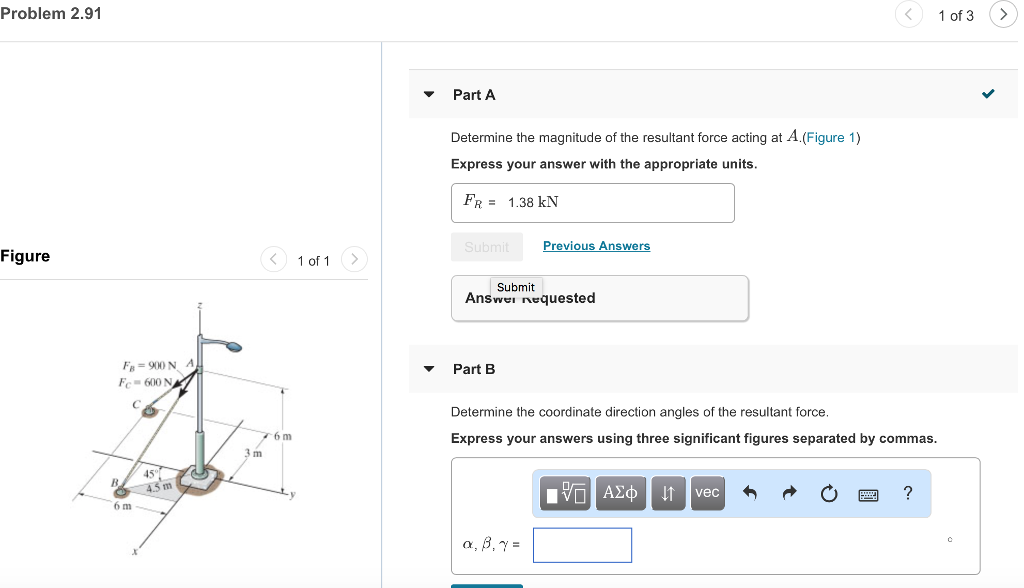 Solved Problem 2.91 1 of 3 Part A Determine the magnitude of | Chegg.com