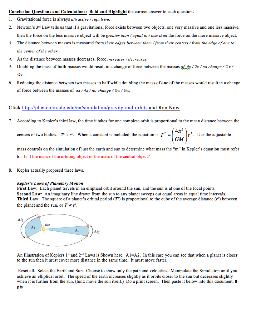 Phet Gravity Force Lab Answer Key Home Student