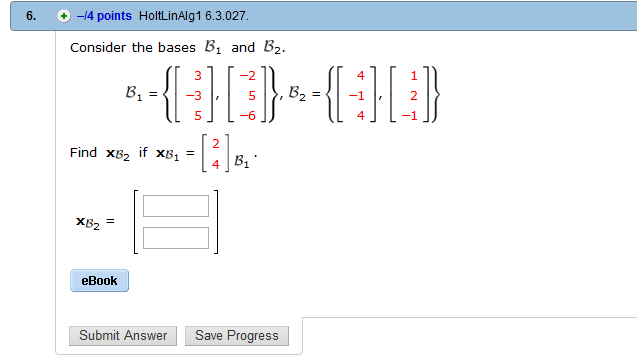 Solved Consider The Bases B_1 And B_2. B_1 = {[3 -3 5], | Chegg.com