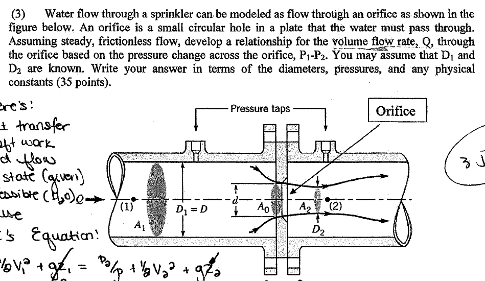 Solved (3) Water flow through a sprinkler can be modeled as