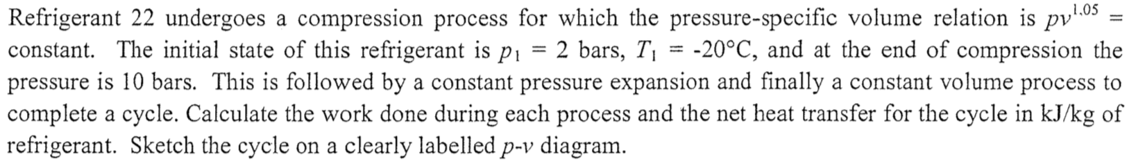 Refrigerant 22 undergoes a compression process for | Chegg.com