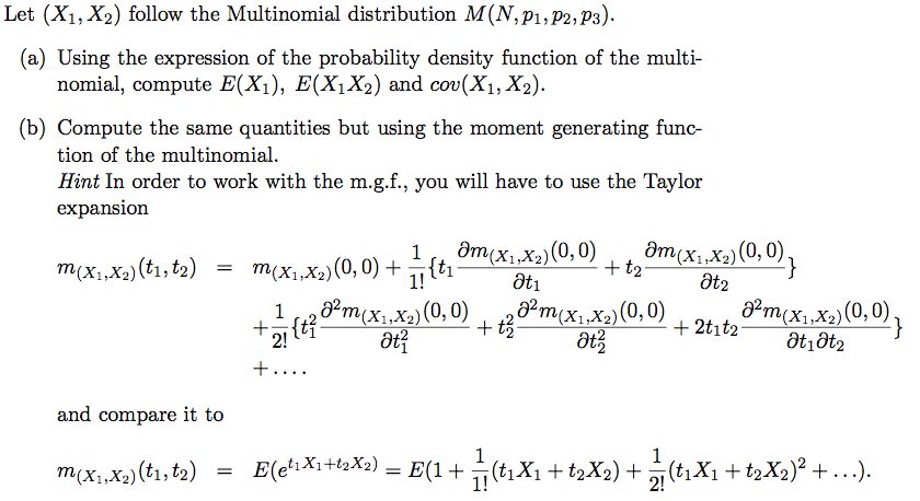 Solved Let (X_1, X_2) follow the Multinomial distribution M | Chegg.com