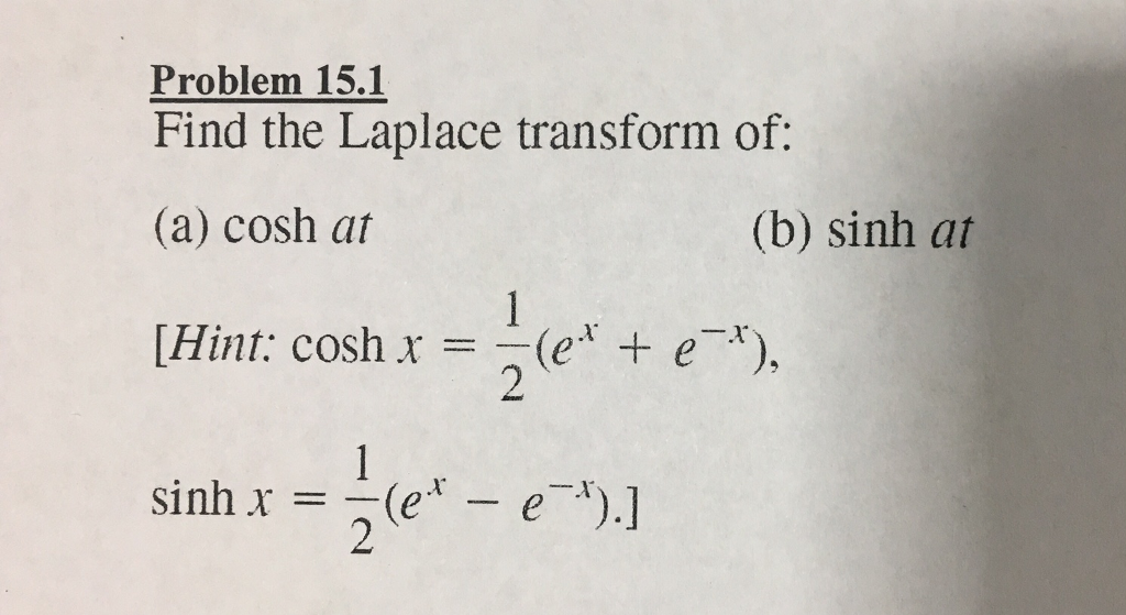 Solved Find The Laplace Transform Of: (a) Cosh At (b) Sinh | Chegg.com