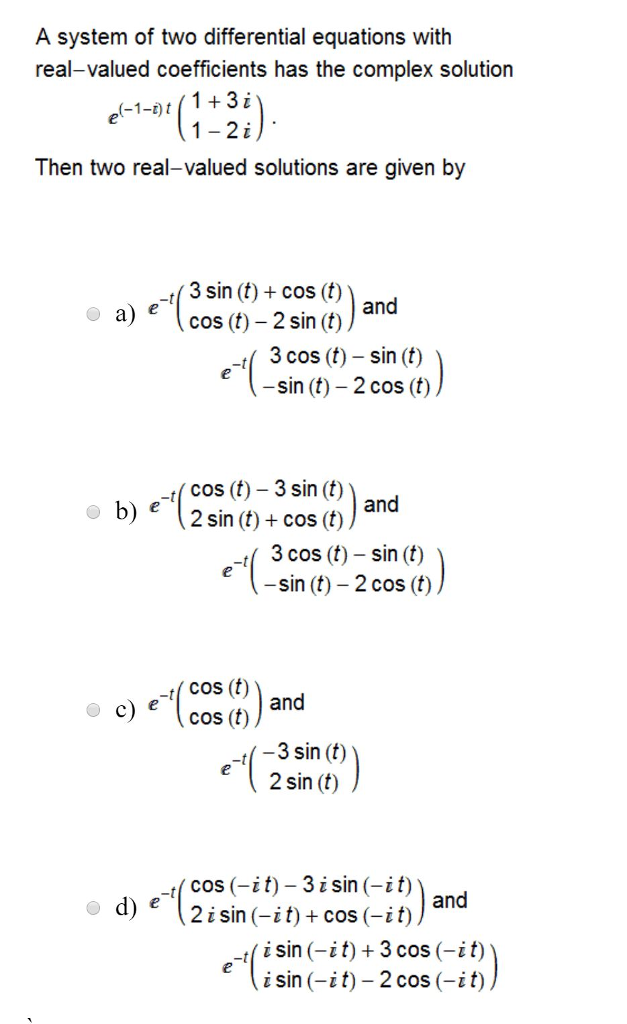 Solved A system of two differential equations with | Chegg.com