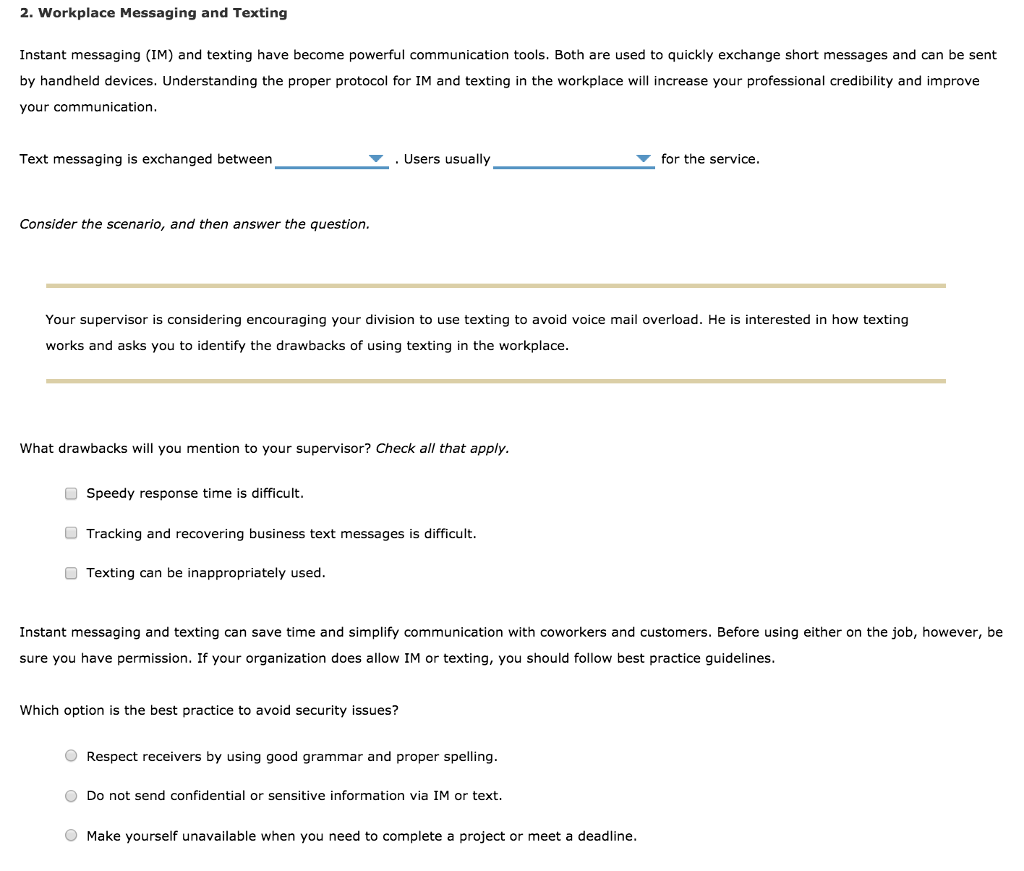 Texting guidelines