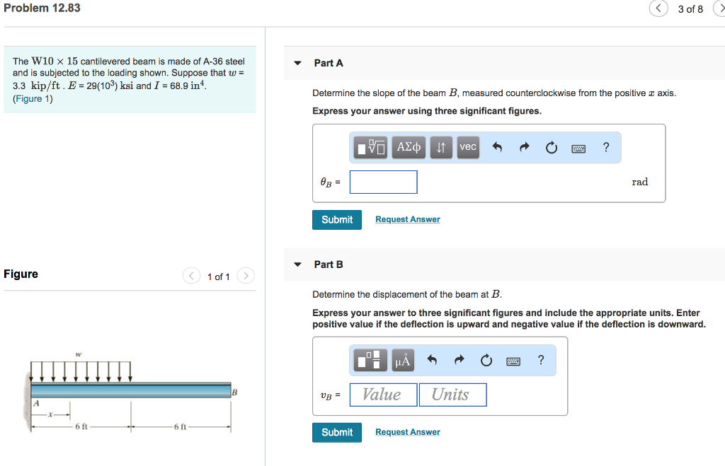 Solved Problem 12.83 3 of 8> The W10 x 15 cantilevered beam | Chegg.com