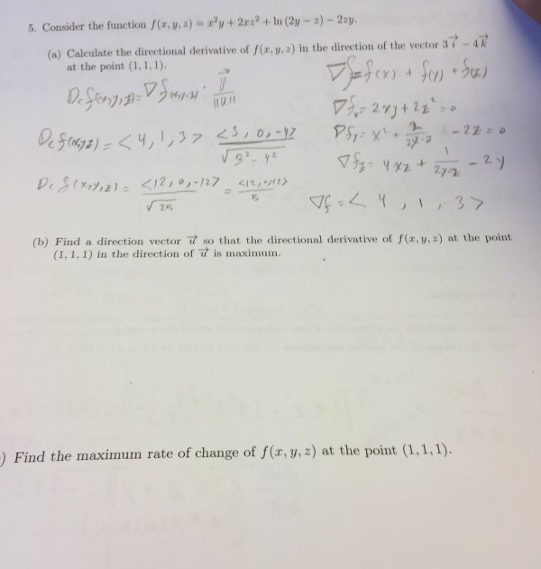 Solved 5. Consider the function / (z, y, z)-x2U + 2n2 + In | Chegg.com