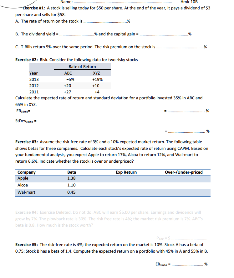 finance homework answers