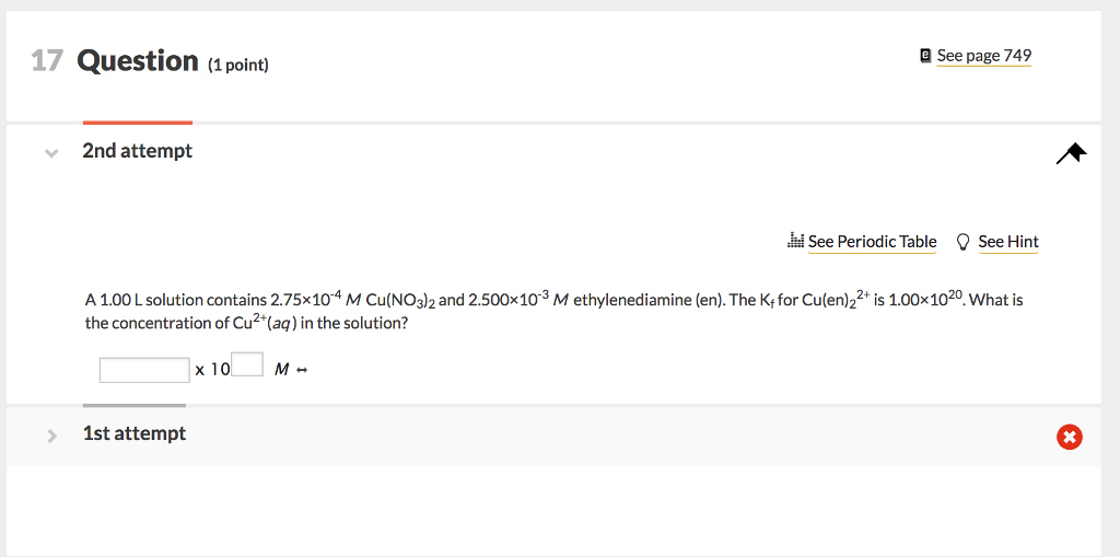Solved 17 Question ( point) e See page 749 2nd attempt See | Chegg.com
