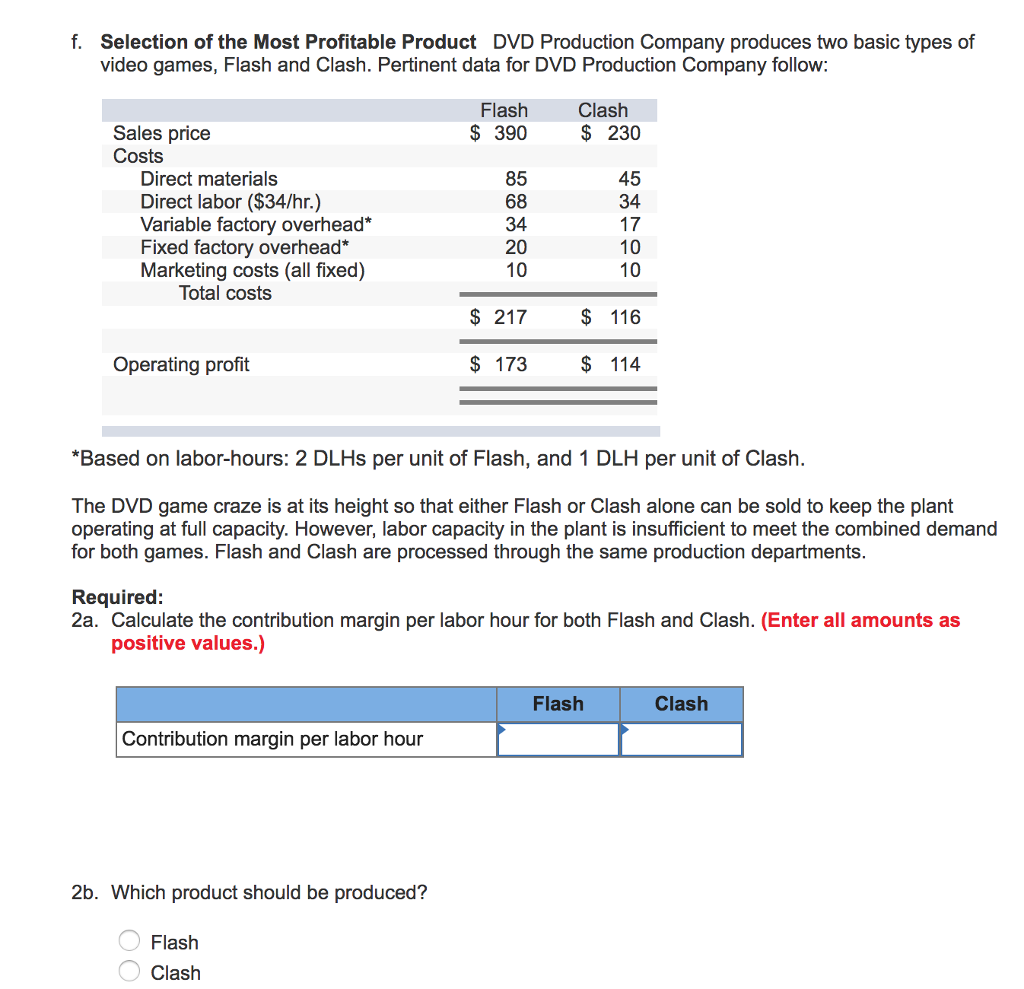 Solved f. Selection of the Most Profitable Product DVD