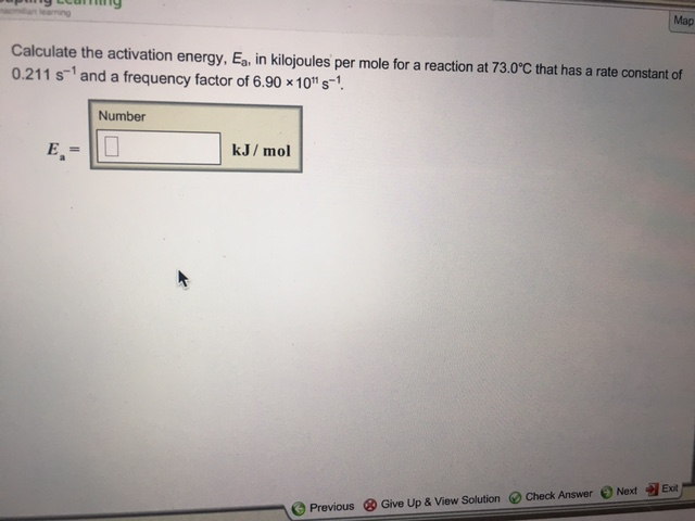 Solved Map Calculate The Activation Energy, Ea, In | Chegg.com