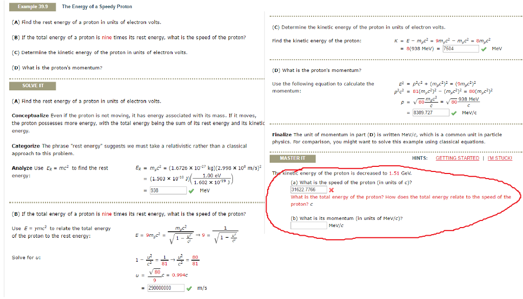 how to find rest energy of proton