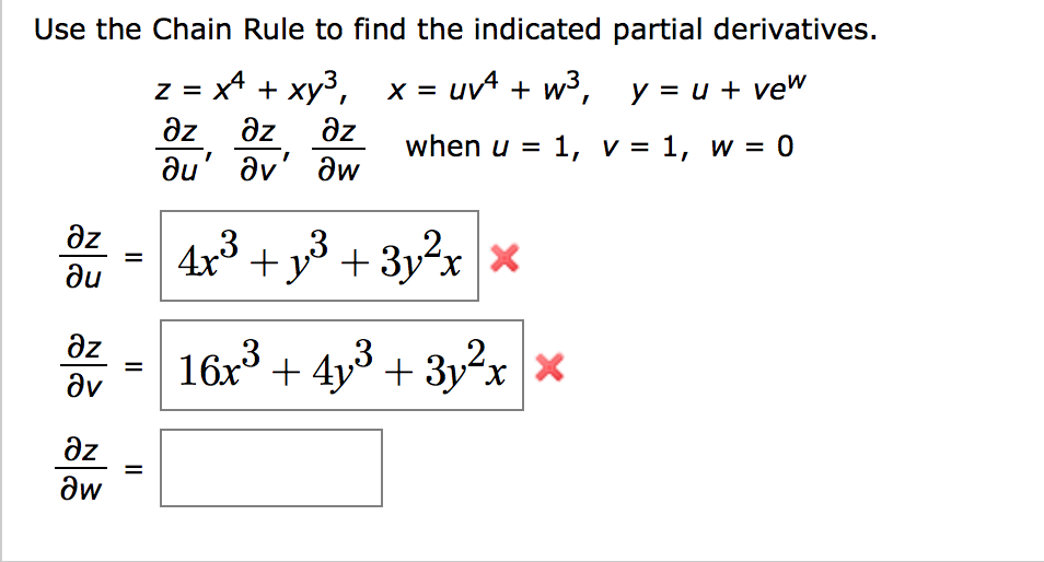 Solved Use the Chain Rule to find the indicated partial