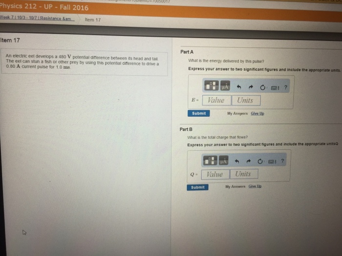 Solved An electric eel develops a 480 V potential difference