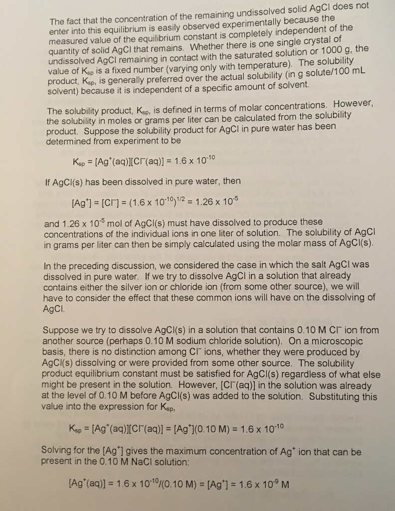 The Solubility Product of Lead(II) Chloride The