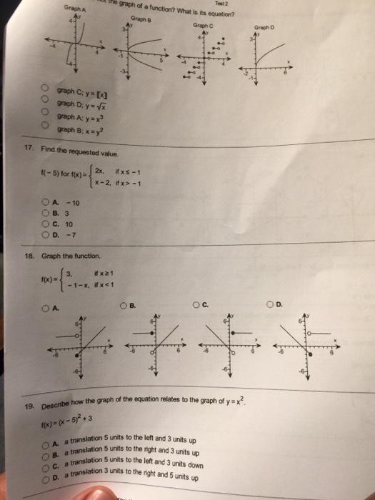 Solved Find the requested value. f(-5) for f(x) = -10 3 | Chegg.com