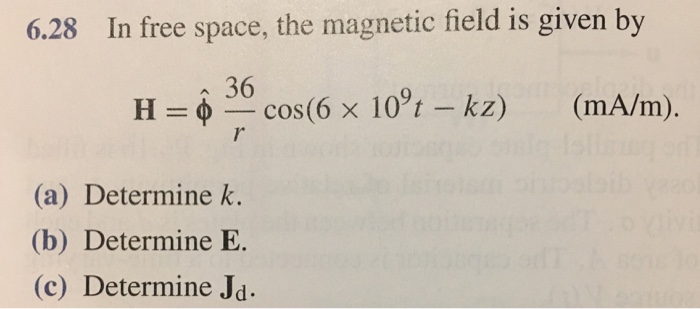 Solved In free space, the magnetic field is given by H = | Chegg.com