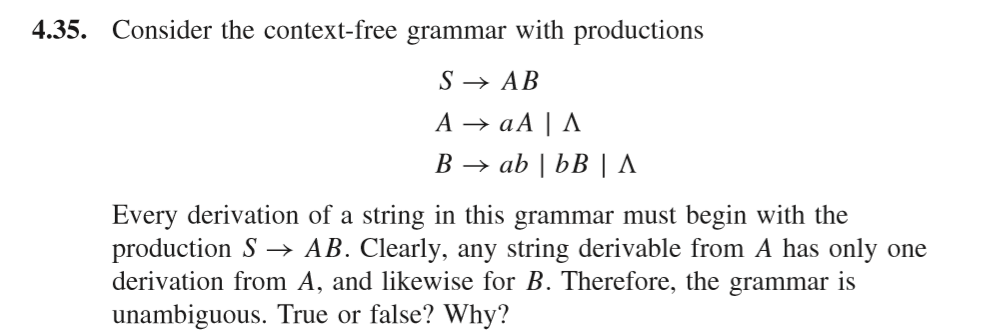 Solved 4.35. Consider The Context-free Grammar With | Chegg.com