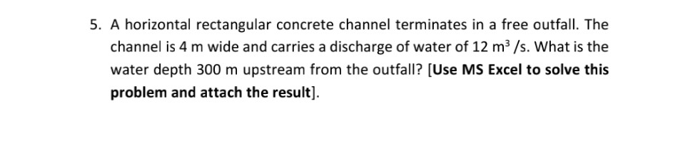 Solved 5. A horizontal rectangular concrete channel | Chegg.com