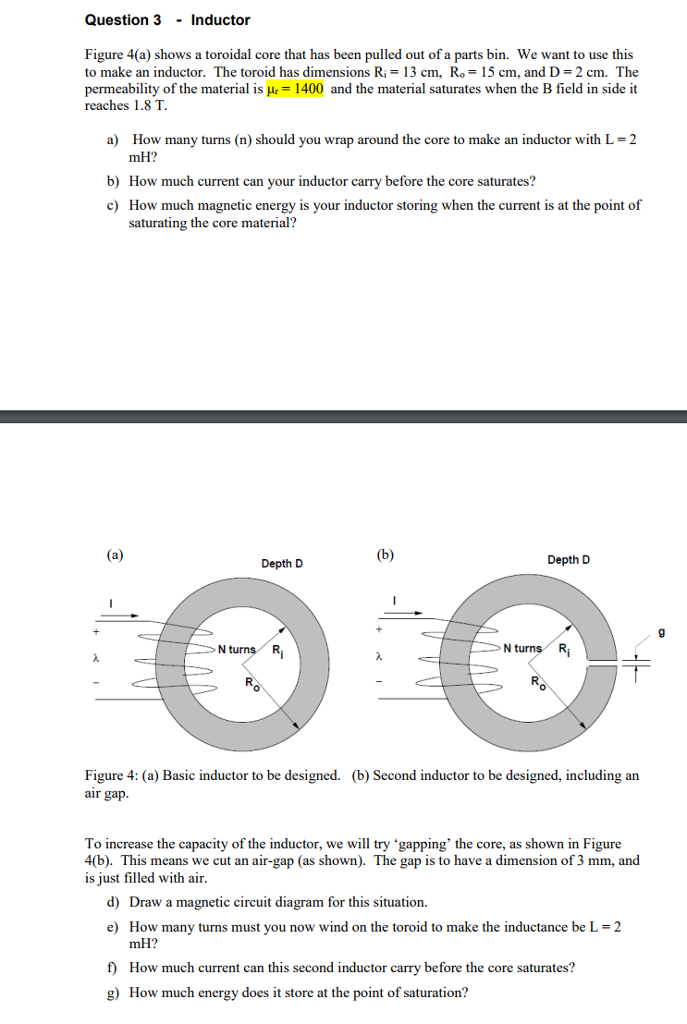 Solved Figure 4a Shows A Toroidal Core That Has Been 2001