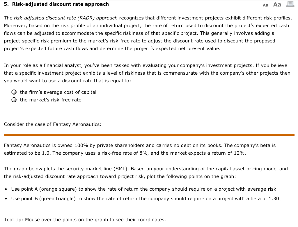 Solved 5 Risk adjusted Discount Rate Approach Aa Aa The Chegg
