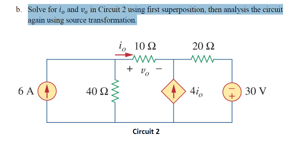 Solved Solve for i_o in the circuit first using | Chegg.com