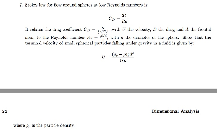 Solved Stokes law for flow around spheres at low Reynolds | Chegg.com