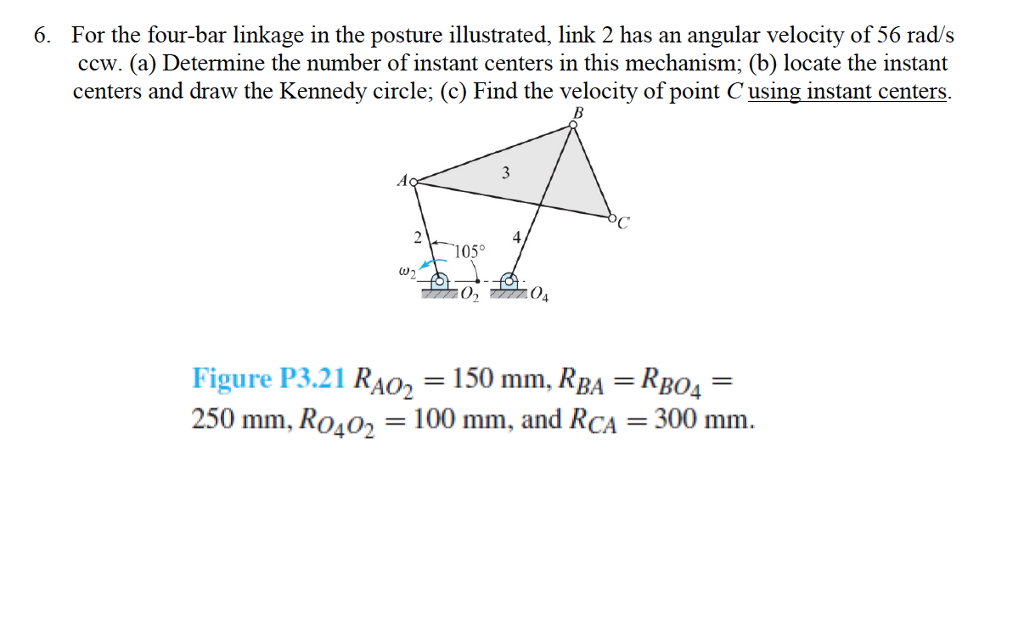 Solved 6. For the fourbar linkage in the posture