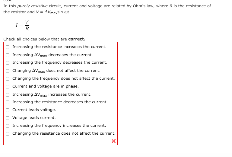 Solved In this purely resistive circuit, current and voltage