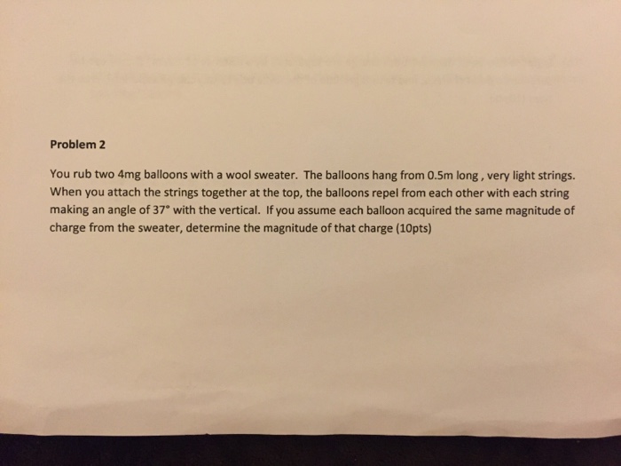 Solved Problem 2 You rub two 4mg balloons with a wool