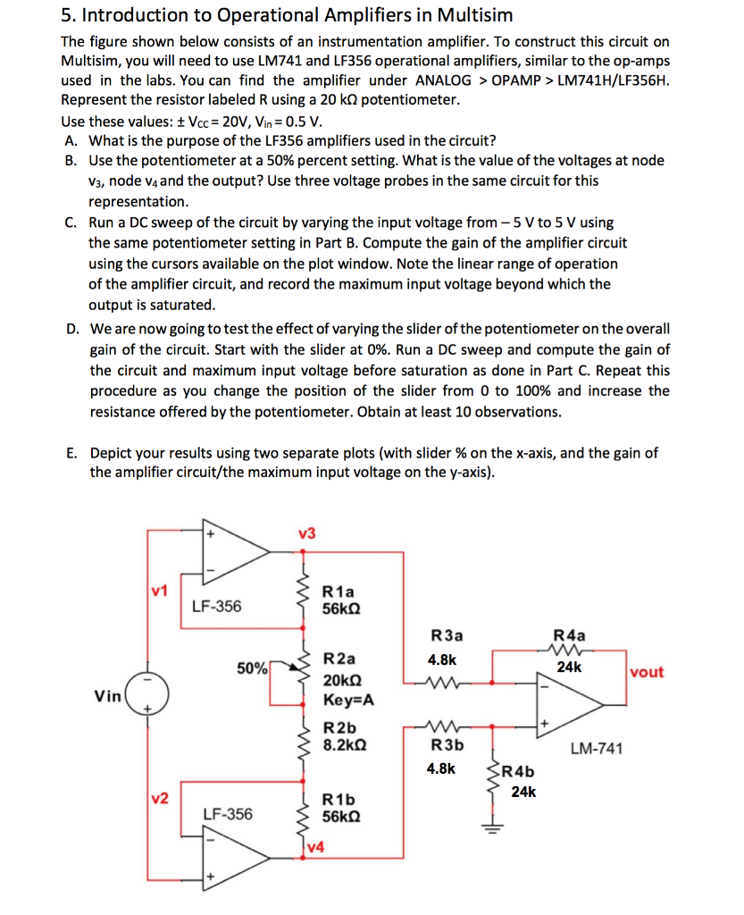 Solved 5. Introduction to Operational Amplifiers in Multisim
