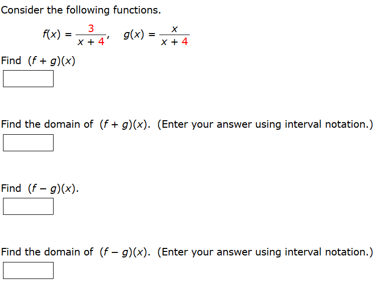 Solved Consider The Following Functions Find The Domain Of 