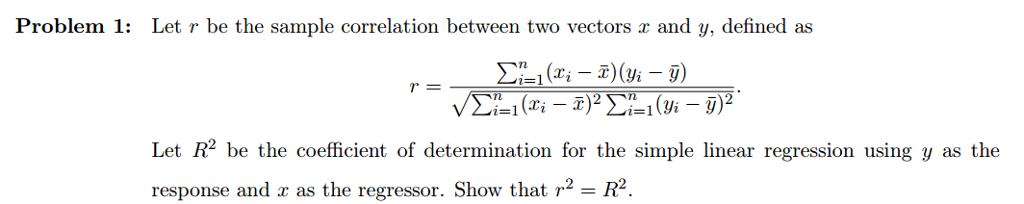 Solved Let r be the sample correlation between two vectors x | Chegg.com