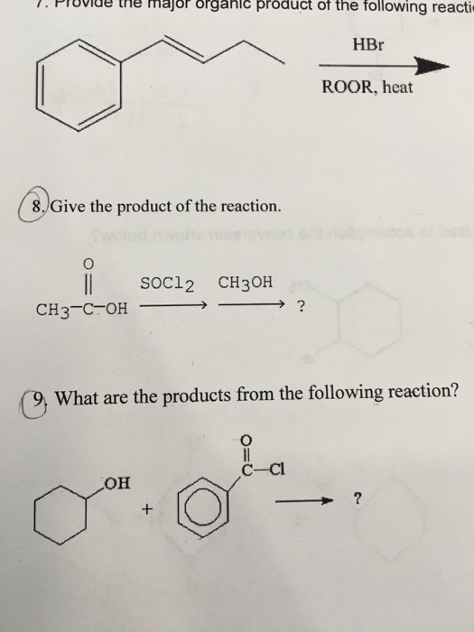 organic chemistry homework sheet