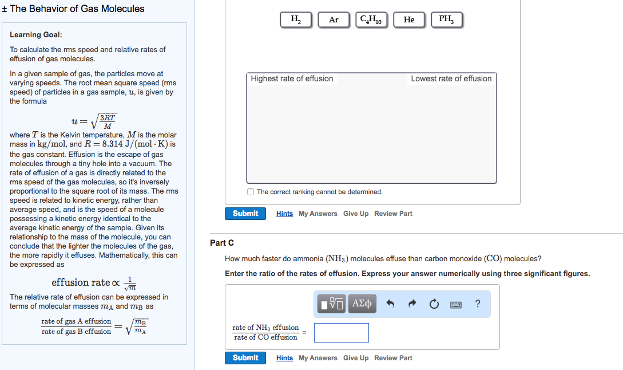 (Solved) - To Calculate The Rms Speed And Relative Rates Of Effusion Of ...