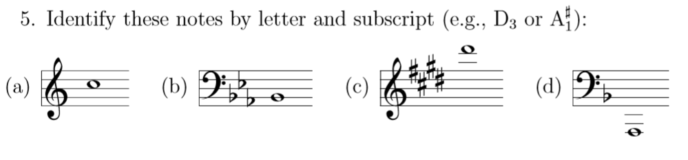 5. Identify These Notes By Letter And Subscript 